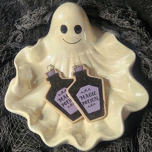 NEW ,Wood magic potion bottle earrings  handmade